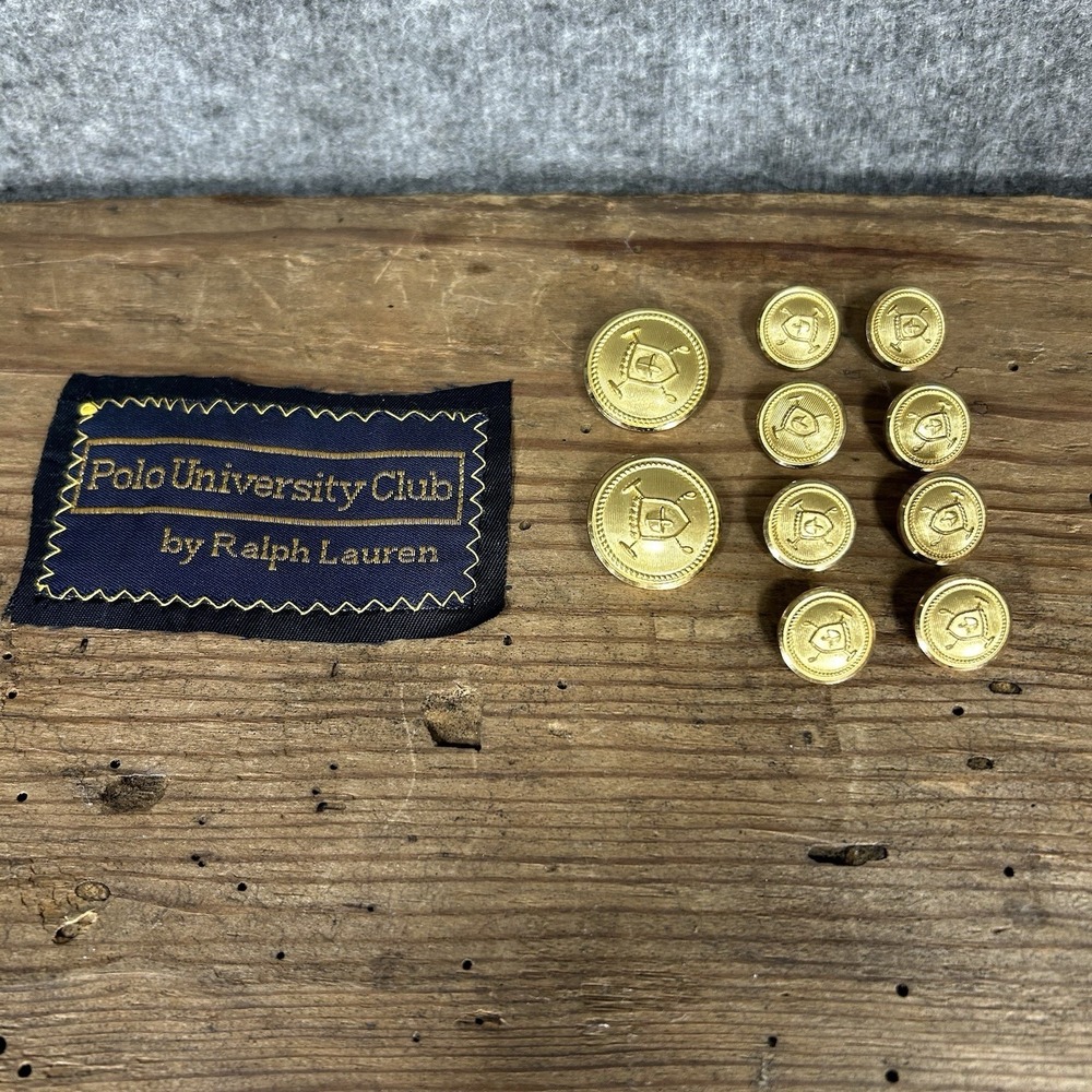 Polo University Club Ralph Lauren Gold Blazer Replacement Buttons Set of 12